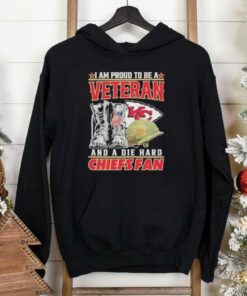 **I Am Proud To Be A Veteran And A Die-Hard KC Chiefs Fan Shirt** celebrating both military service and devotion to the Kansas City Chiefs. A perfect shirt for veterans who are also passionate Chiefs supporters.