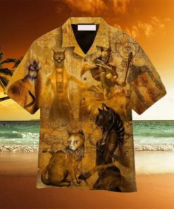I Love The Myths Of Ancient Egyptian Cat Yellow Hawaiian Shirt