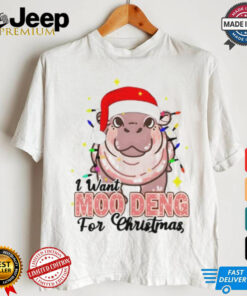 I Want Moo Deng For Christmas Santa Hat Shirt