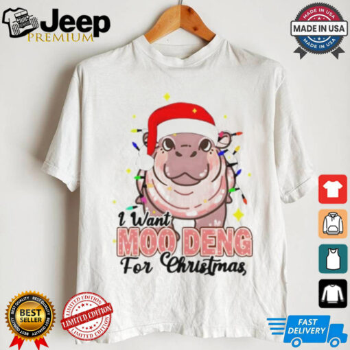 I Want Moo Deng For Christmas Santa Hat Shirt