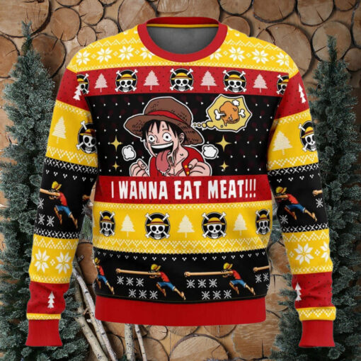 I Want To Eat Meat Luffy Ugly Christmas Sweater