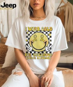 I Wear Gold For Childhood Cancer Awareness Smile Face Groovy Women T shirt