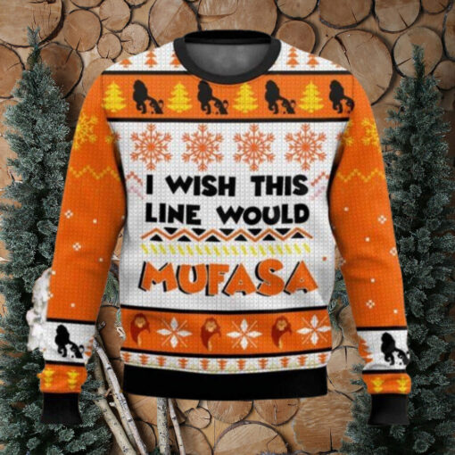 I Wish This Line Would Mufasa Ugly Christmas Sweater