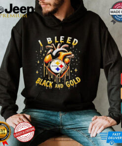 I bleed black and gold Pittsburgh Steelers heart shirt