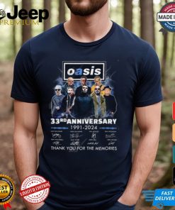 Oasis Live 33rd Anniversary 1991 2024 Thank You For The Memories T Shirt