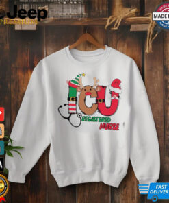 Icu Registered Nurse Christmas Elf Reindeer Santa Claus shirt