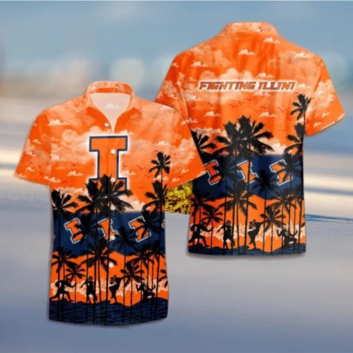 Illinois Fighting Illini Palms Tree Hawaiian Shirt