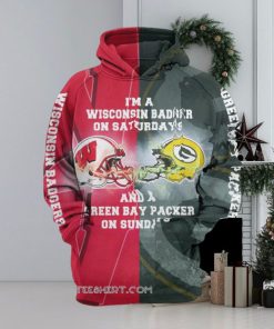 I’m A Wisconsin Badgers On Saturdays And A Green Bay Packers On Sundays 3D Hoodie