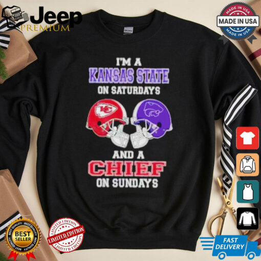 I’m a Kansas state on Saturdays and a Chiefs on Sundays football helmet shirt