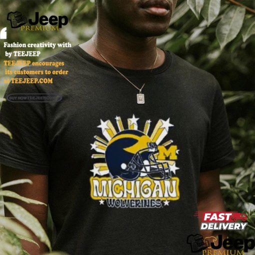 Image One Men’s Michigan Wolverines Grey Helmet Star T Shirt