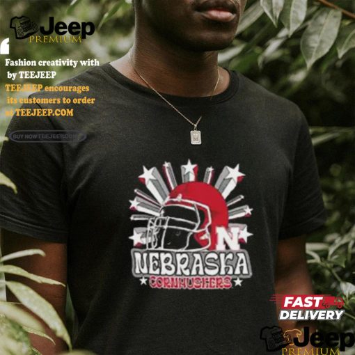 Image One Men’s Nebraska Cornhuskers Grey Helmet Star T Shirt