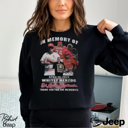 In Memory Of April 2024 Whitey Herzog St. Louis Cardinals Thank You For The Memories T Shirt