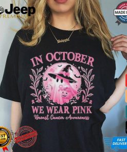 In October We Wear Pink Breast Cancer Awareness Halloween Ghost 2024 Shirt