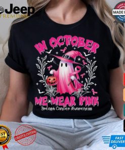 In October We Wear Pink Ghost Witch Breast Cancer Awareness Halloween 2024 T shirt