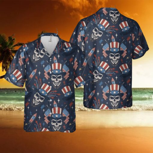 Independence Day 4th Of July Skull Hawaiian Shirt