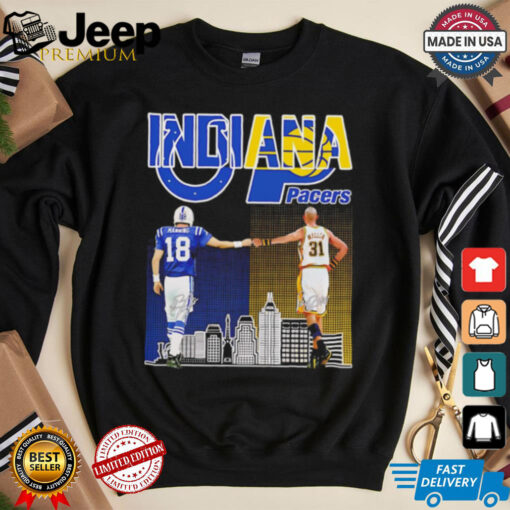 Indiana Colts Peyton Manning x Indiana Pacers Reggie Miller skyline shirt