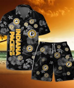 Indiana Pacers NBA Team Logo Floral Hawaiian Shirt & Short Vintage Design