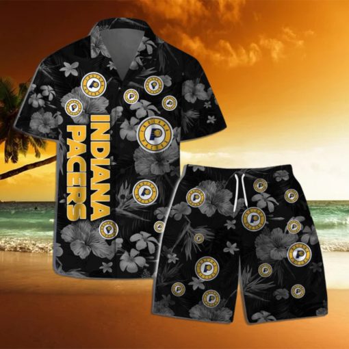 Indiana Pacers NBA Team Logo Floral Hawaiian Shirt & Short Vintage Design