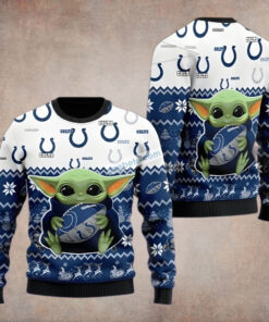 Indianapolis Colts Baby Yoda Blue Best Ugly Christmas Sweaters