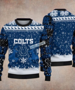 Indianapolis Colts Reindeer Snowflakes Blue Naughty Ugly Sweater