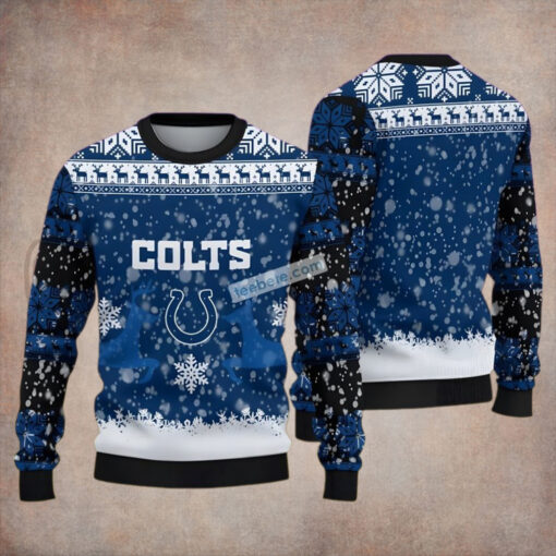 Indianapolis Colts Reindeer Snowflakes Blue Naughty Ugly Sweater