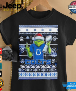 Indianapolis Colts X Grinch Christmas with Super Bowl Trophy ugly Christmas shirt