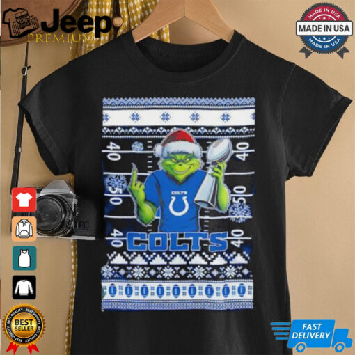 Indianapolis Colts X Grinch Christmas with Super Bowl Trophy ugly Christmas shirt