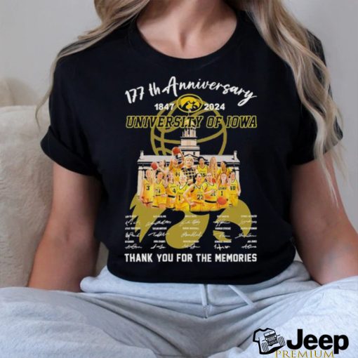 Iowa Hawkeyes 177th Anniversary 1847 2024 University of Iowa thank you for the memories signatures shirt