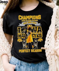 Iowa Hawkeyes Perfect Season mascot Champions Back to back to back 2022 2023 2024 signature shirt