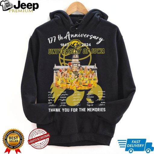 Iowa Hawkeyes University of Iowa 177th anniversary thank you for the memories signatures shirt