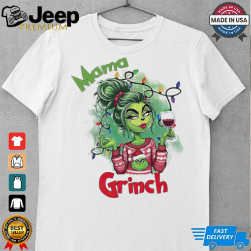 Mama Grinch drinks wine Christmas sweatshirt