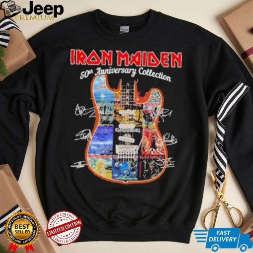 Iron Maiden band 50th anniversary collection guitar signatures shirt