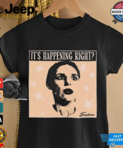 It's Happening Right Tess X Foolery Livestream shirt featuring stylish text and a dynamic design inspired by the collaborative livestream event.