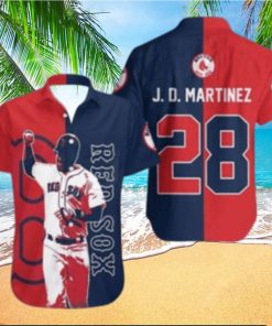 J.D. Martinez Boston Red Sox Action Pose Tropical Hawaiian Shirt