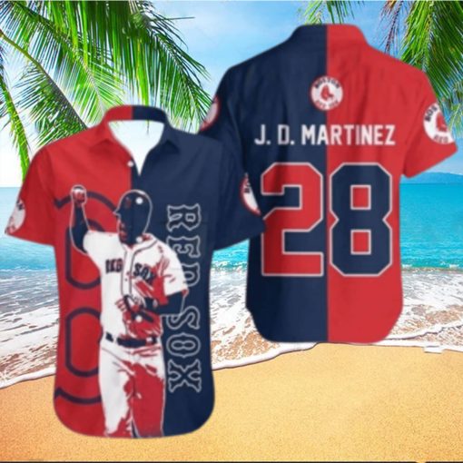 J.D. Martinez Boston Red Sox Action Pose Tropical Hawaiian Shirt