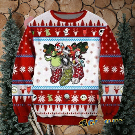 Jack Sally And Oogie Boogie Blue Funny Couples Ugly Christmas Sweaters