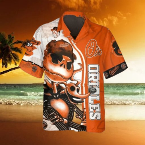 Jack Skeleton Baltimore Orioles Hawaiian Shirt, Baltimore Orioles Aloha Shirt, MLB Hawaiian Shirt