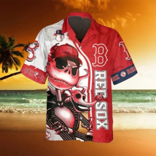 Jack Skeleton Boston Red Sox Hawaiian Shirt, Red Sox Aloha Shirt, MLB Hawaiian Shirt