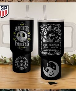 Jack Skellington Pumkpin King Forever Halloween Town Tumbler With Handle