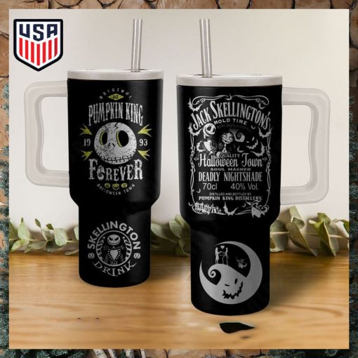 Jack Skellington Pumkpin King Forever Halloween Town Tumbler With Handle