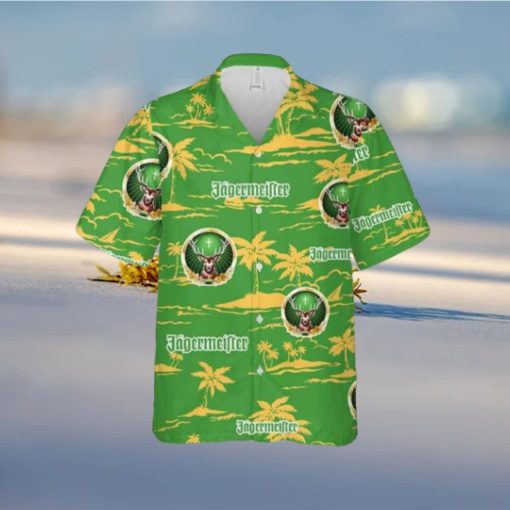 Jagermeister Hawaiian Button Up Shirt Island Palm Leaves Shirt