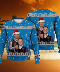 Jared Goff Dan Campbell Ugly Christmas Sweater, Step Brothers Football Sweater