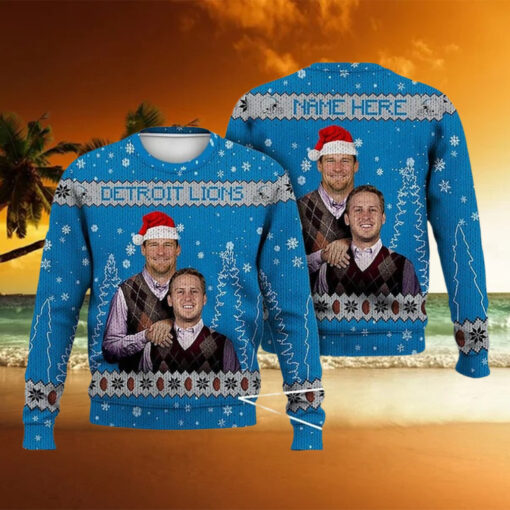 Jared Goff Dan Campbell Ugly Christmas Sweater, Step Brothers Football Sweater