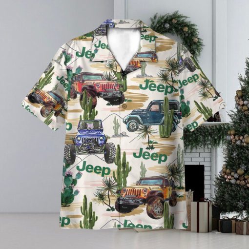 Jeep Cars In Cactus Desert 3D Hawaiian Shirt Summer Vaction Gift