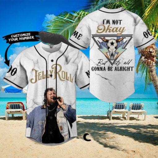 Jelly Roll I’m Not Okay But It’s All Gonna Be Alright Custom Baseball Jersey