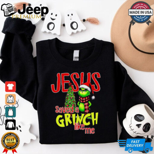 Jesus saved a Grinch like me Christmas tree shirt