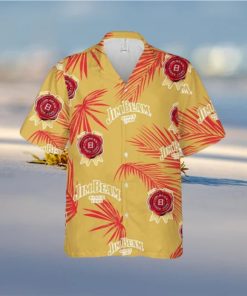 Jim Beam Hawaiian Button Up Shirt Palm Leaves Pattern Party