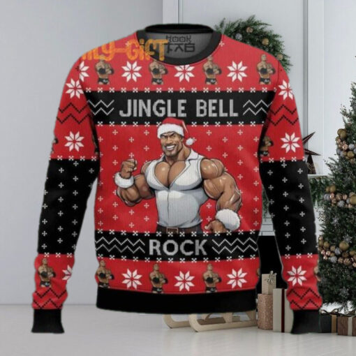 Jingle Bell Rock The Rock Ugly Christmas Sweater – Fun Holiday Sweater for Wrestling Fans