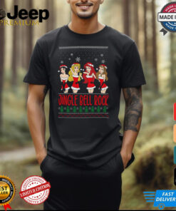 Jingle Bell Rock Ugly Christmas shirt featuring a festive design with jingle bells and a rock-inspired theme. Perfect for adding some musical flair and holiday cheer to your Christmas celebrations.