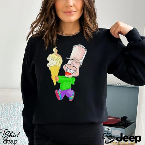 Joe Biden eating ice cream funny art shirt